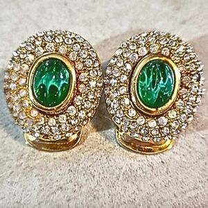 Christian Dior Gripoix &  Crystal Clip Earrings Vintage Estate Excellent Rated